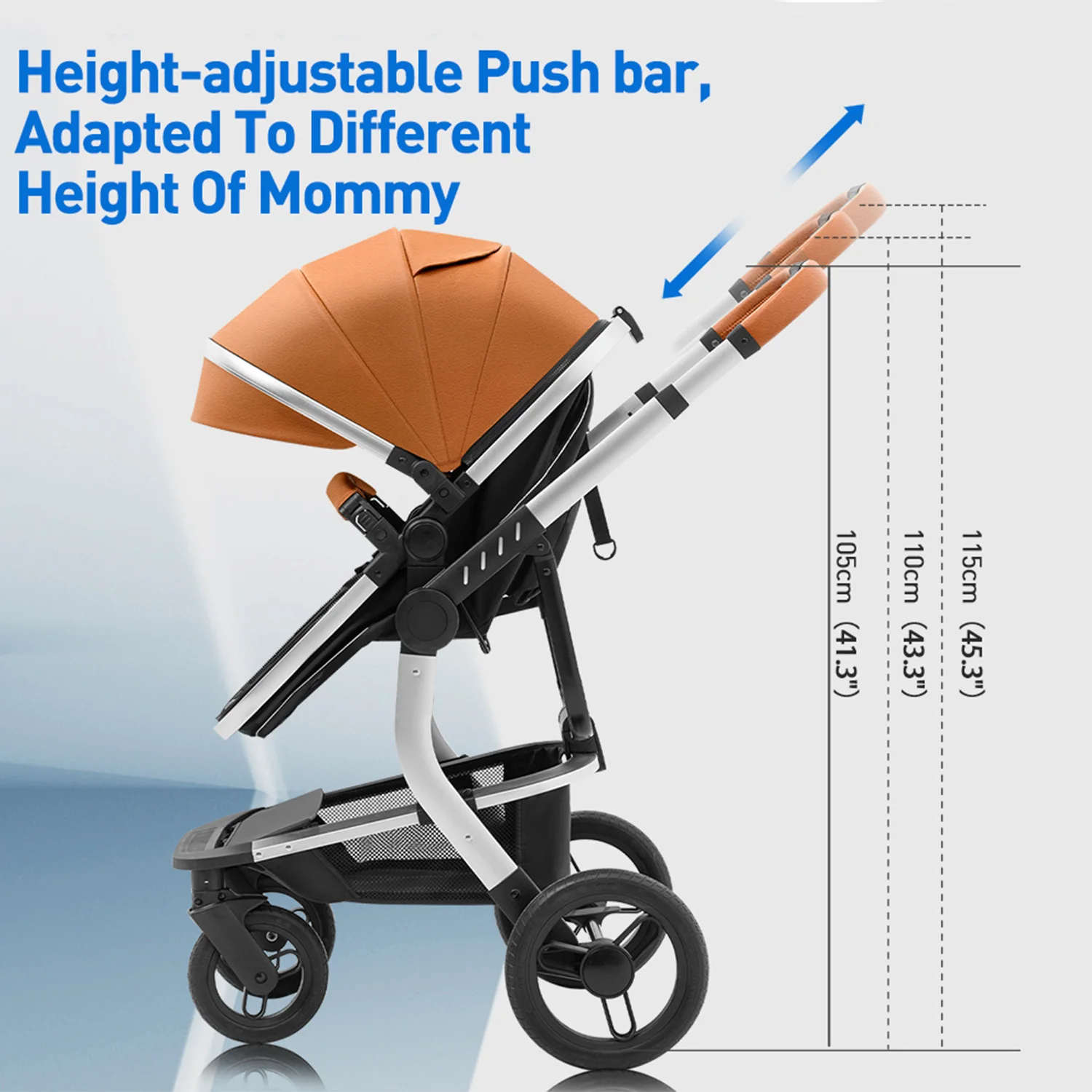 Baby Stroller High-Land scape Baby Carriage Adjust Position for Infant Toddler Portable Folding Pram Reversibale Stroller 2in1 - Image 3