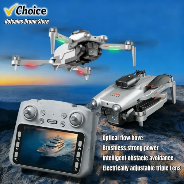 M6 Drone 8K Triple HD Lens 4.5" Remote Control Obstacle Avoidance Quad Axis Aerial Photography Aircraft Kid Chidren Toy