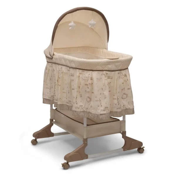Portable Rocking Bassinet for Newborns with Vibrations, Nightlight, Music, Adjustable Canopy & Storage
