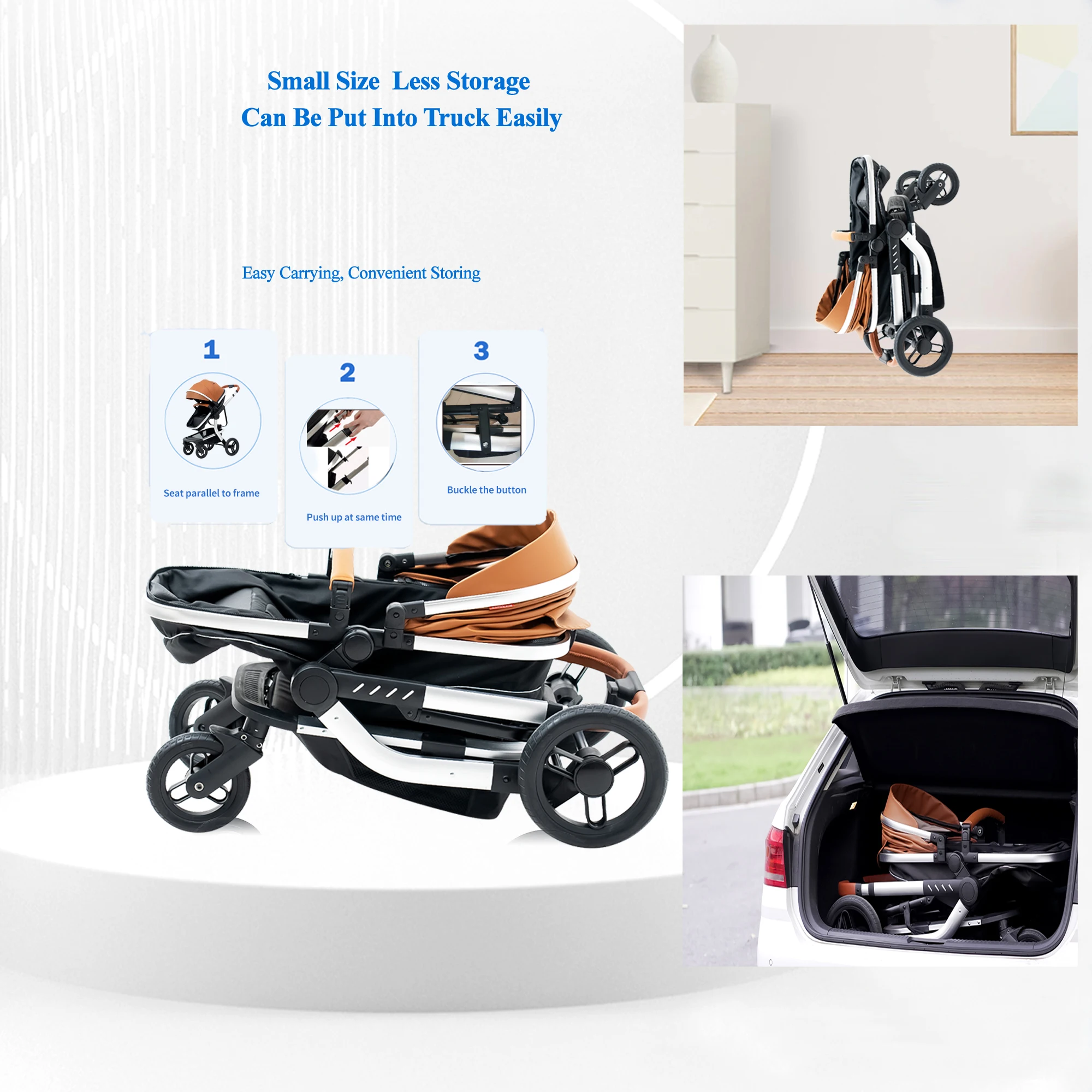 Baby Stroller High-Land scape Baby Carriage Adjust Position for Infant Toddler Portable Folding Pram Reversibale Stroller 2in1 - Image 5