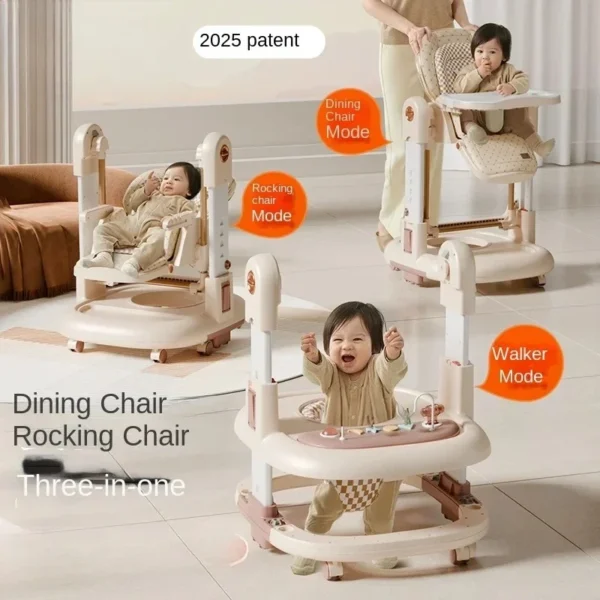 3-In-1 Foldable Plastic Baby Dining Chair Multifunctional Rocking Chair and Home Baby Walker Car Seat
