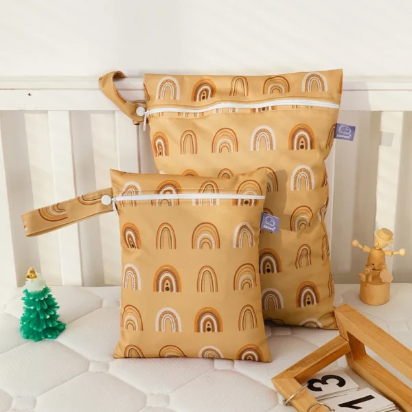 Elinfant 2PCS Washable Beach Pool Gym Bags For Swimsuits Wet Clothes Waterproof Cloth Diaper Bag Wet Dry Bag