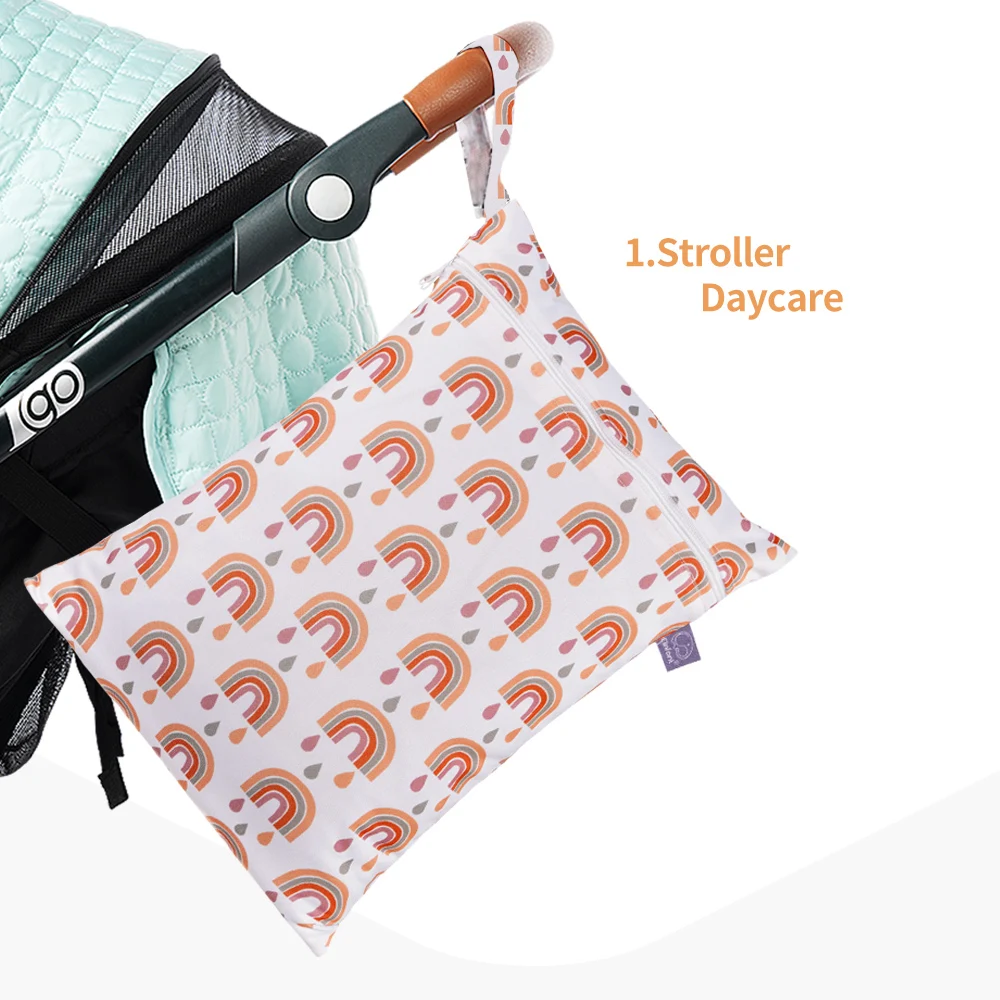 Elinfant 2PCS Washable Beach Pool Gym Bags For Swimsuits Wet Clothes Waterproof Cloth Diaper Bag Wet Dry Bag - Image 5