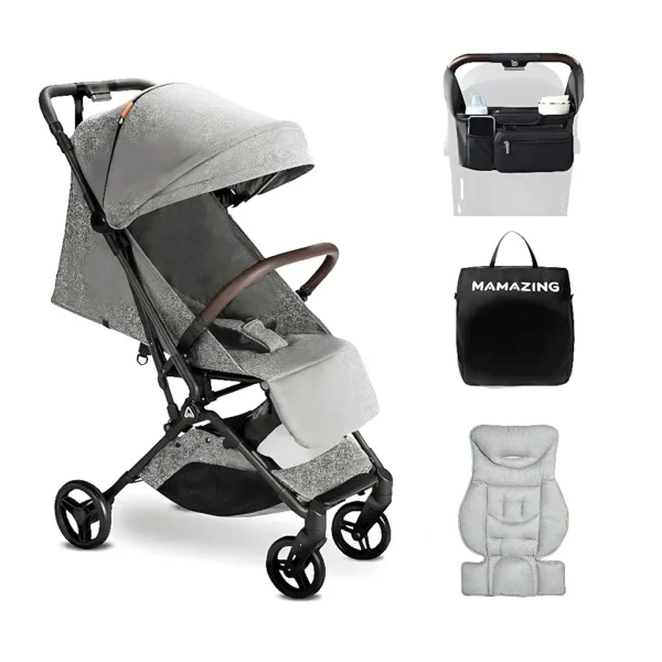 MAMAZING Ultra Air Airplane Stroller Lightweight 11.6lbs Carbon Fiber Frame Easy Fold w/Organizer for Toddlers (GREY)