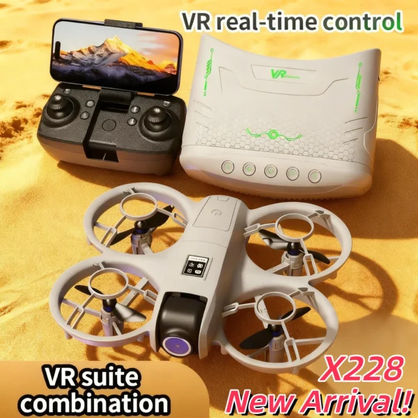 X228 VR Glasses Drone 8K HD Optical Flow Hovers Headless Mode Helicopter 360° Flip Quadcopter Toys Mini Drone Fors Kid Toy Gifts