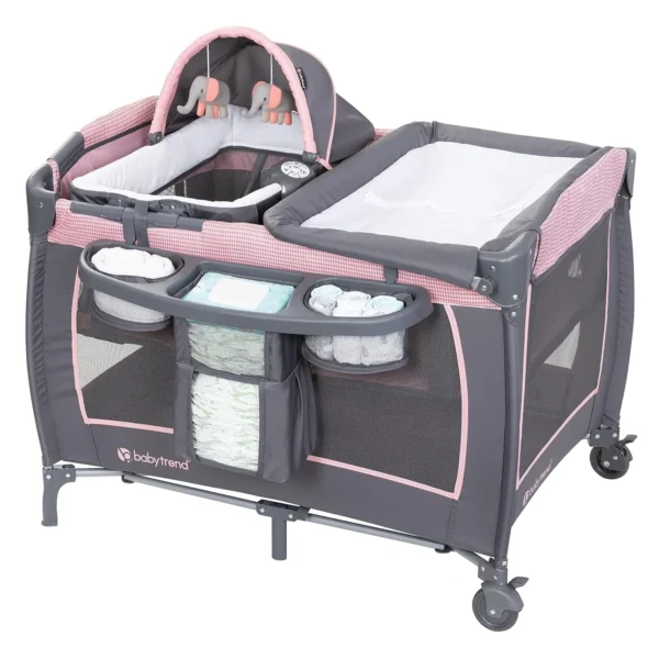 Cozy Pink Baby Bassinet with Music, Vibration & Convertible Design for Safe Sleep & Play