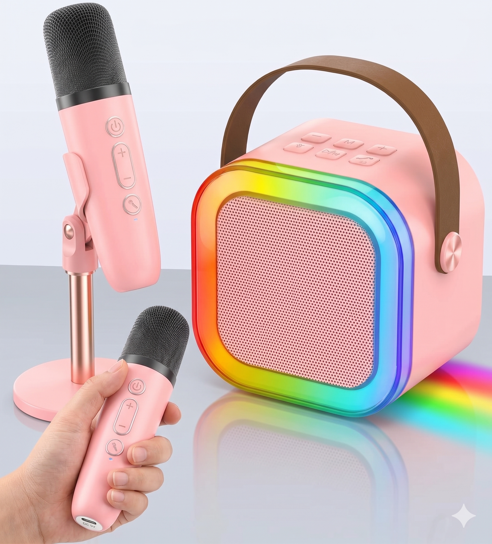 K12 Mini Portable Karaoke Machine with Wireless Microphone & RGB Lights - Image 6