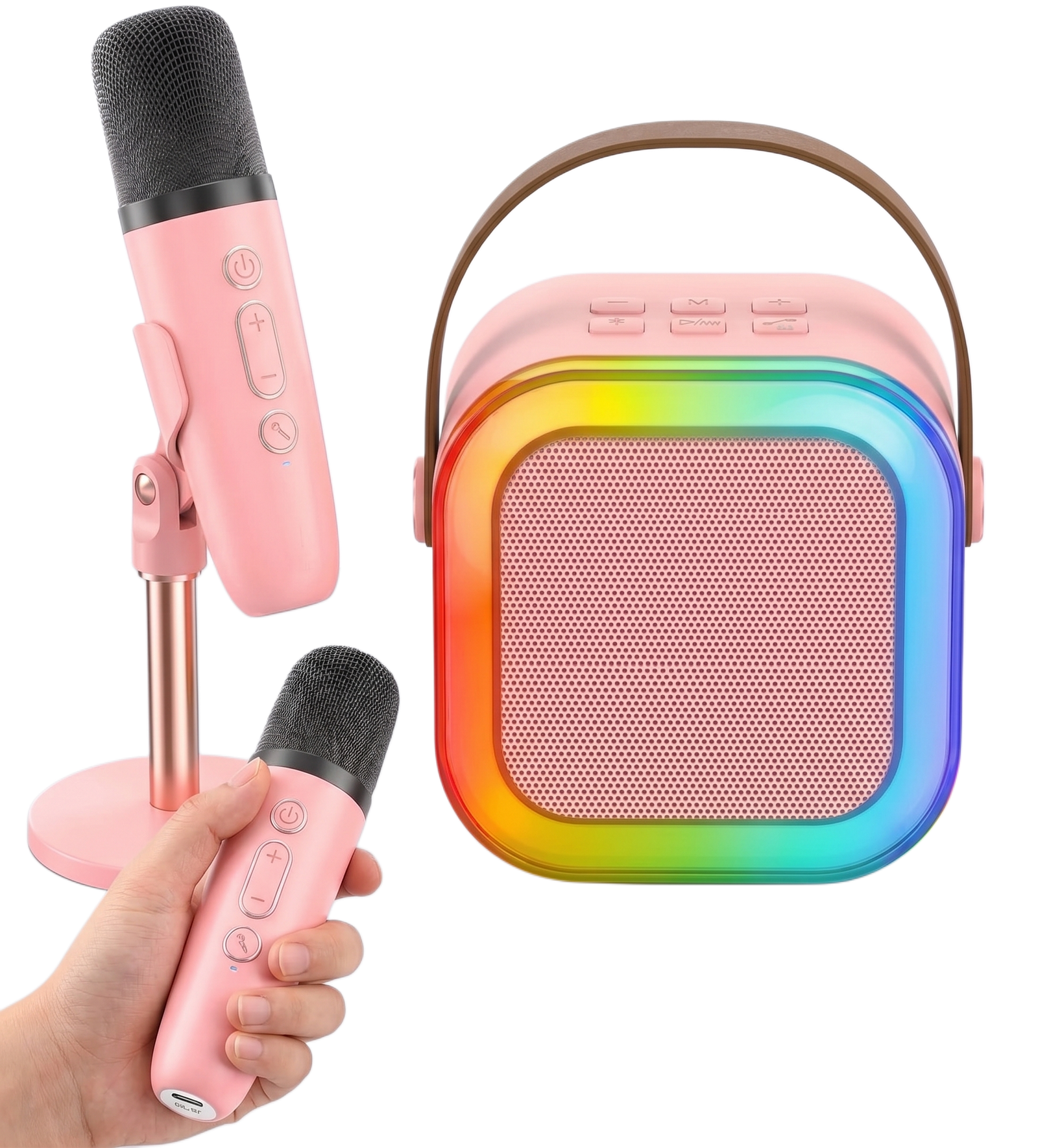 K12 Mini Portable Karaoke Machine with Wireless Microphone & RGB Lights - Image 7