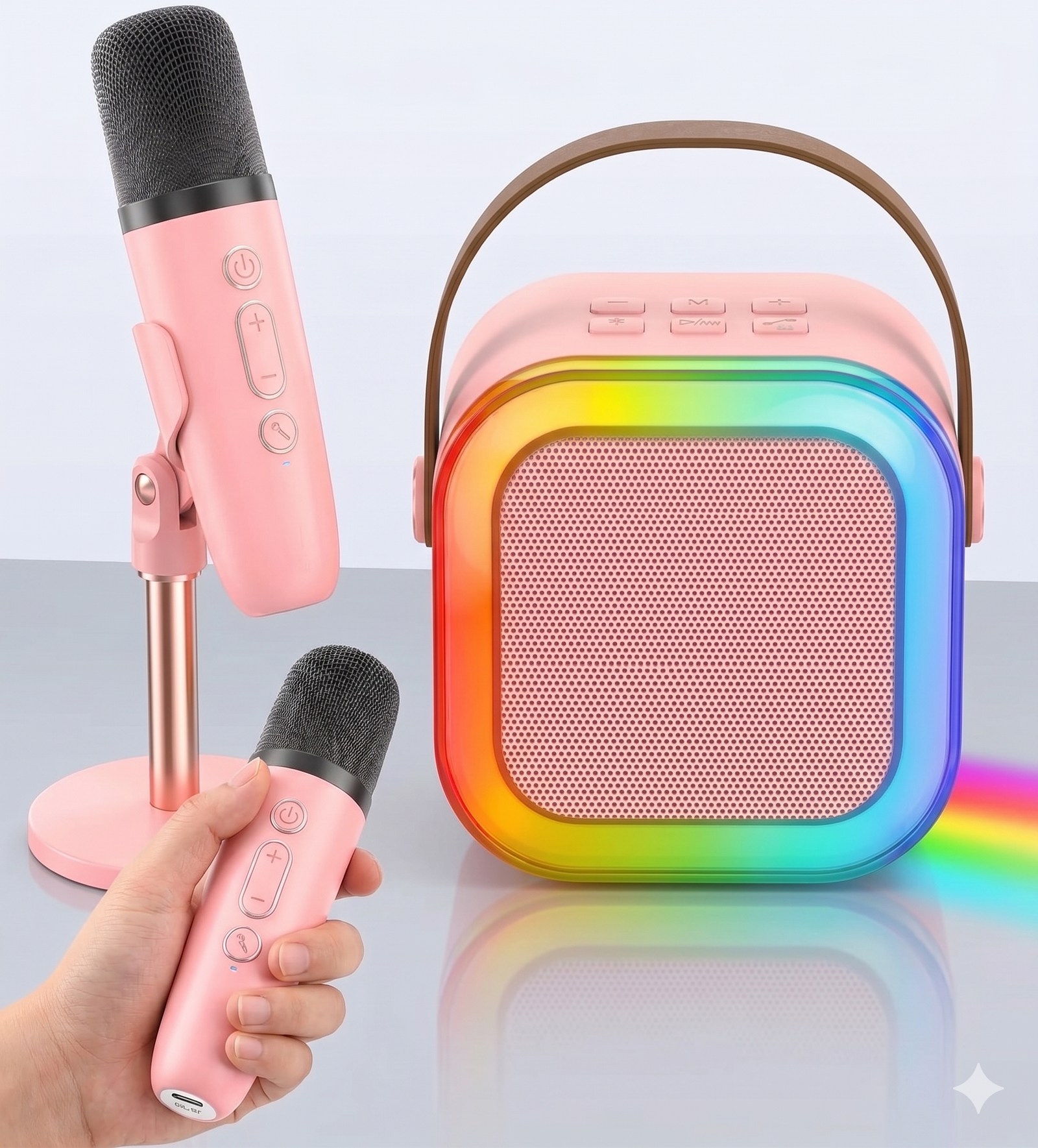 K12 Mini Portable Karaoke Machine with Wireless Microphone & RGB Lights - Image 5
