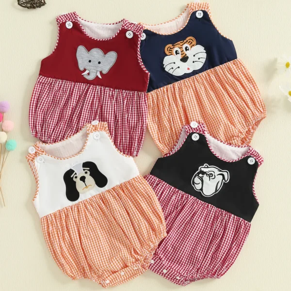 Toddler Boy Cute Dinosaur Print Sleeveless Romper Overalls Round Neck Jumpsuit Summer Outfit for Baby Boy