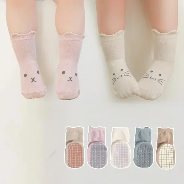 Infant Baby First Walker Sock for Boy Girl Cartoon Animal Non-slip Floor Sock for Toddler Spring Autumn Soft Cotton Sock