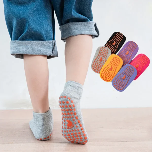 Anti-slip Kids Floor Socks Solid Color Children Ankle Sock 1-8Year Boys Girls Silicone Bottom Indoor Footwear Baby Cotton Socks